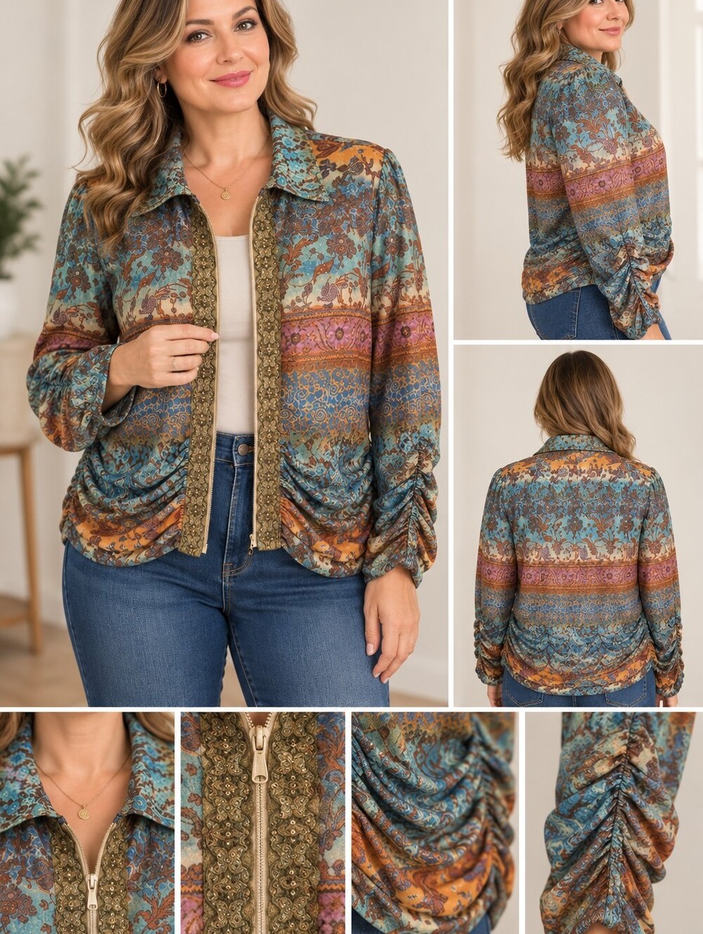 Sharon Young Multi-Color Printed Women's Jacket